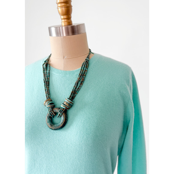 Pure Collection Aqua Blue 100% Cashmere Knit Crewneck Top size 6 - Picture 3 of 7